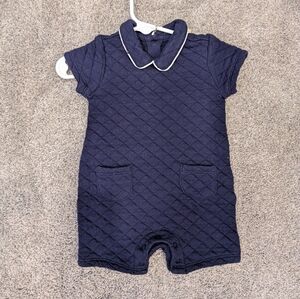 Janie & Jack Quilted Navy Baby Romper with Collar